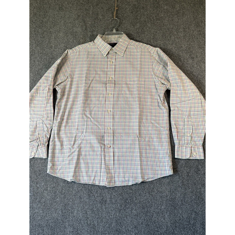 Daniel Cremieux Collection Shirt Mens L Red White Blue Plaid regular Fit